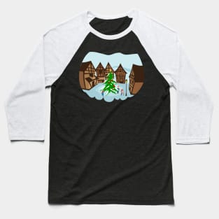 Christmas Village Baseball T-Shirt